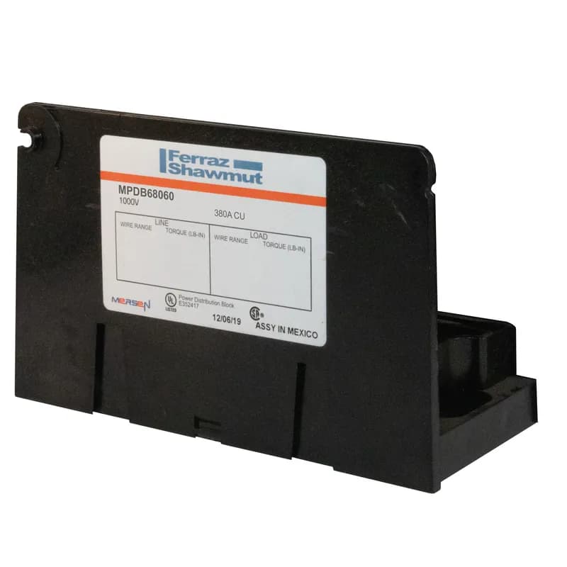 Open-Style PDB UL 1953 1000V Tin-plated Copper - 380A Adder 1 - 2 openings; 500-#4 --- 350-#6 Box to Box