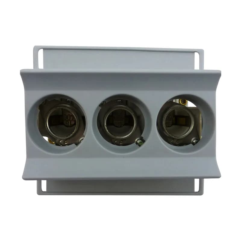 DIN Fuse base Neozed Size D01 400VAC 16A 3-Pole with touch protection DIN Rail mounting Clamping Yoke