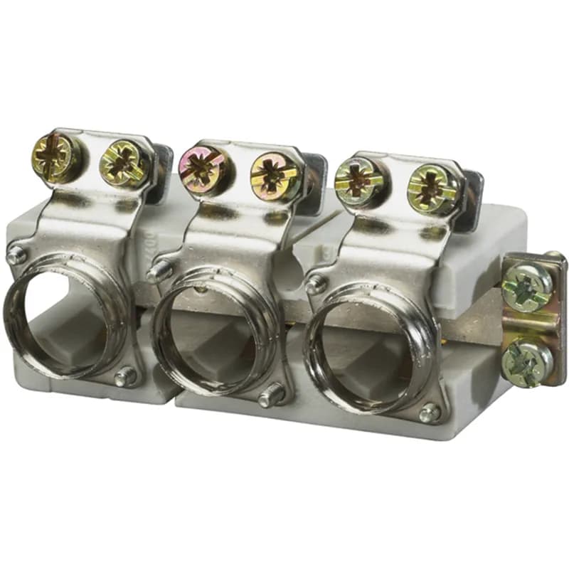 DIN Fuse base Neozed Size D02 400VAC 63A 3-Pole without touch protection DIN Rail mounting Clamp Strap