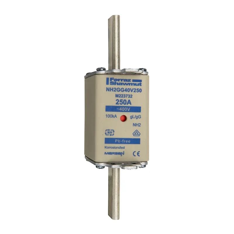 DIN NH Standard fuse-link gG Size NH2 400VAC 250A live tags Double indicator Body width 40 mm