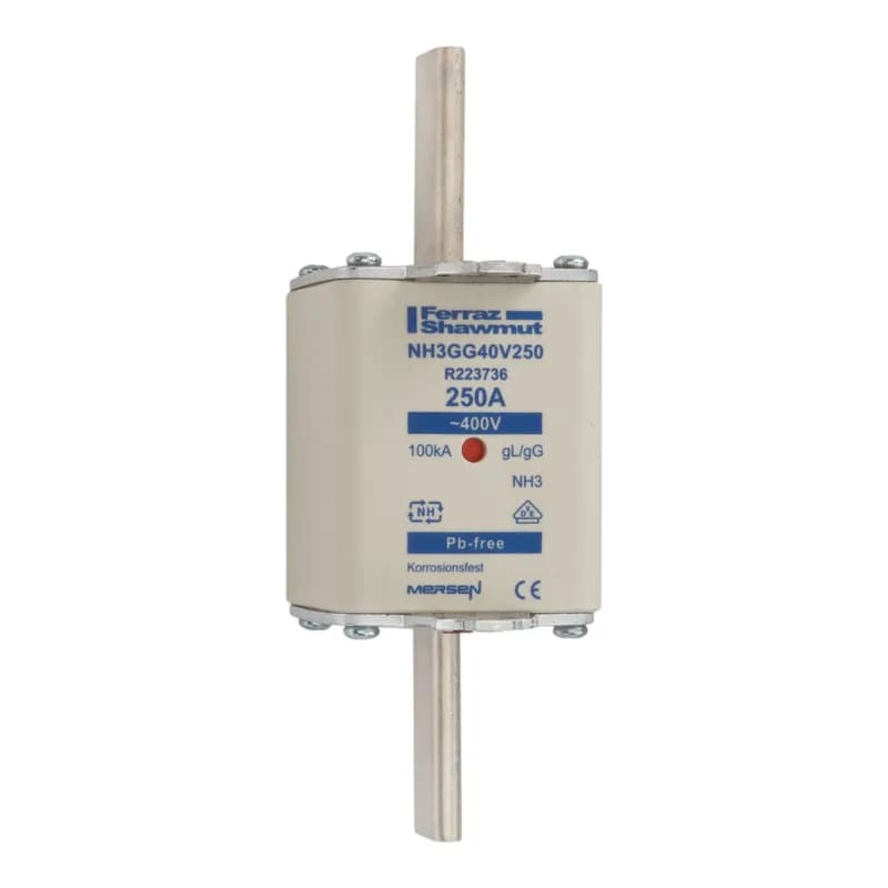 DIN NH Standard fuse-link gG Size NH3 400VAC 250A live tags Double indicator Body width 51.10 mm