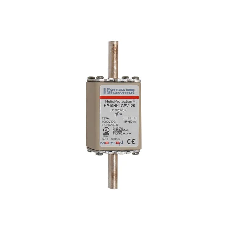 Photovoltaic fuse gPV 1000VDC IEC 1000VDC UL Size NH1 125A With Plain Blades For Clip