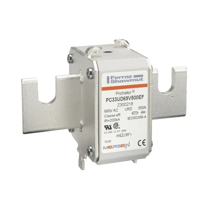 Mersen Z300218 - Square Body High-Speed Fuse Protistor® Size 33 aR 690VAC IEC 700VAC UL 500A With Striker Open Slot Blades