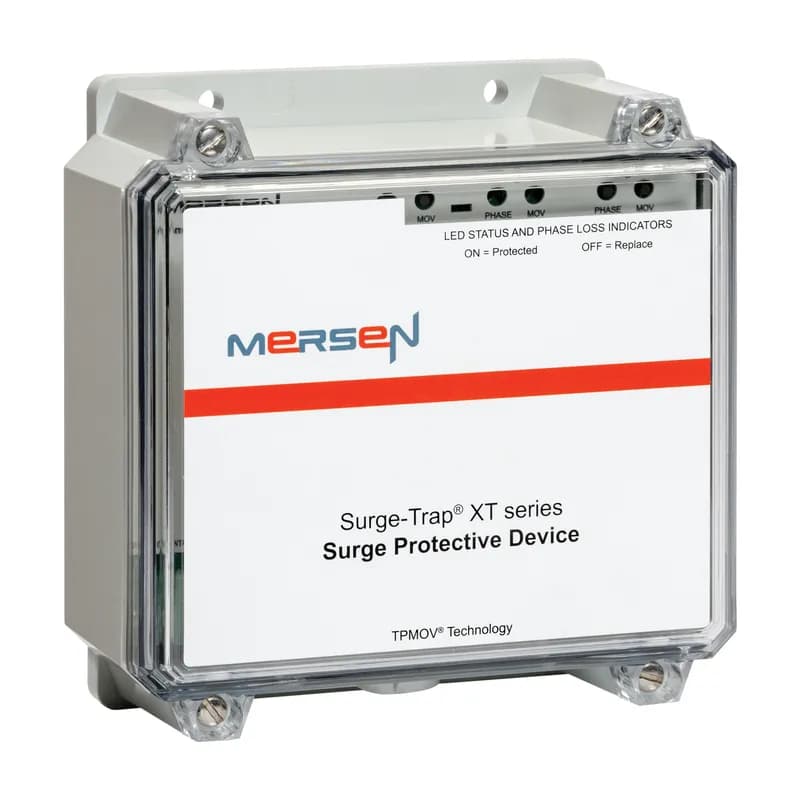 Mersen STXT480D20 - The most advanced of the STX series, the Surge-Trap® Type 1 STXT Series comes standard with EMI/RFI Filtering and surge capacities up to 200kA. The STXT features TPMOV® technology inside making it the safest product available. With line or load side installation flexibility, this unit is a great fit from the service entrance all the way down to each distribution and/or branch panel. 480V, L-G, L-L, 3-Phase Delta, LED 200 kA per phase
