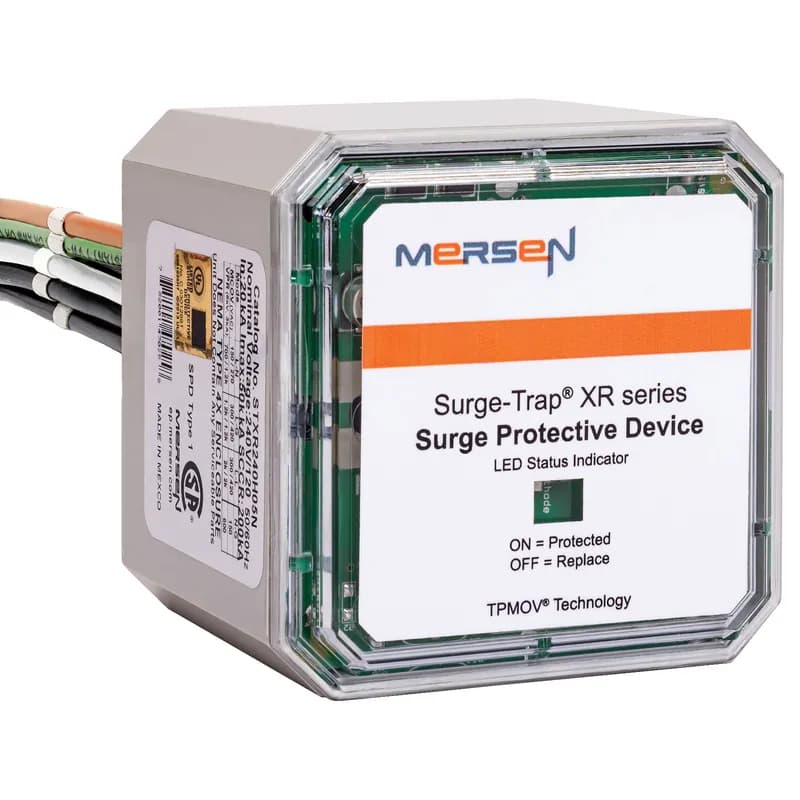 Mersen STXR240H05N - The most popular range in the STX series offering, the Surge-Trap® Type 1 STXR meets requirements for UL1449 Fourth Edition and is ideal for the replacement of older surge arrestors. The STXR Series SPD feature TPMOV® technology inside making them the safest product available. With a small, compact design and line or load installation flexibility the STXR series is the perfect fit for branch panel and/or individual equipment protection., 240/120V, L-G, L-N, L-L, N-G, High Leg Delta, LED and Remote Audible Alarm 50 kA per phase
