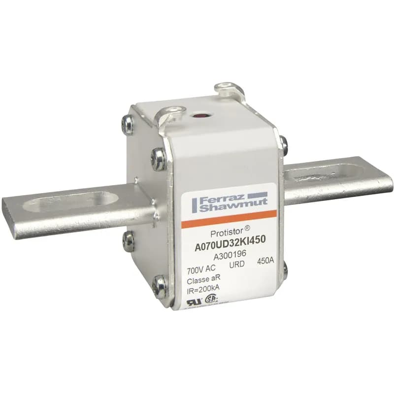 Square Body High-Speed Fuse Protistor® Size 32 aR 690VAC IEC 700VAC UL 450A With Striker Slotted Blades short