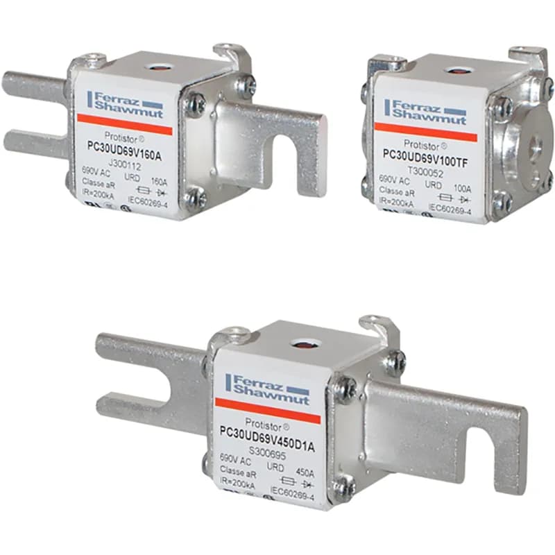 Square Body High-Speed Fuse Protistor® Size 30 aR 690VAC IEC 700VAC UL 63A With Striker Slotted Blades short