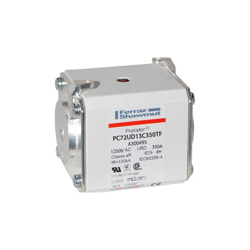 Square Body High-Speed Fuse Protistor® Size 72 aR 1250VAC IEC 1300VAC UL 350A With Striker Flush ends metric threads