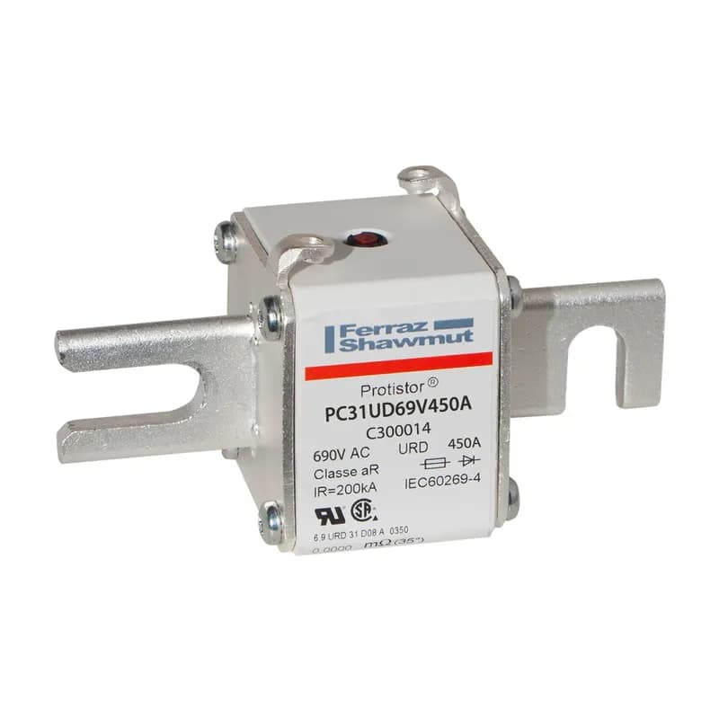 Square Body High-Speed Fuse Protistor® Size 31 aR 690VAC IEC 700VAC UL 450A With Striker DIN 80 Blades