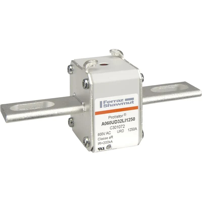 Square Body High-Speed Fuse Protistor® Size 32 aR 550VAC IEC 600VAC UL 1250A With Striker Slotted Blades long