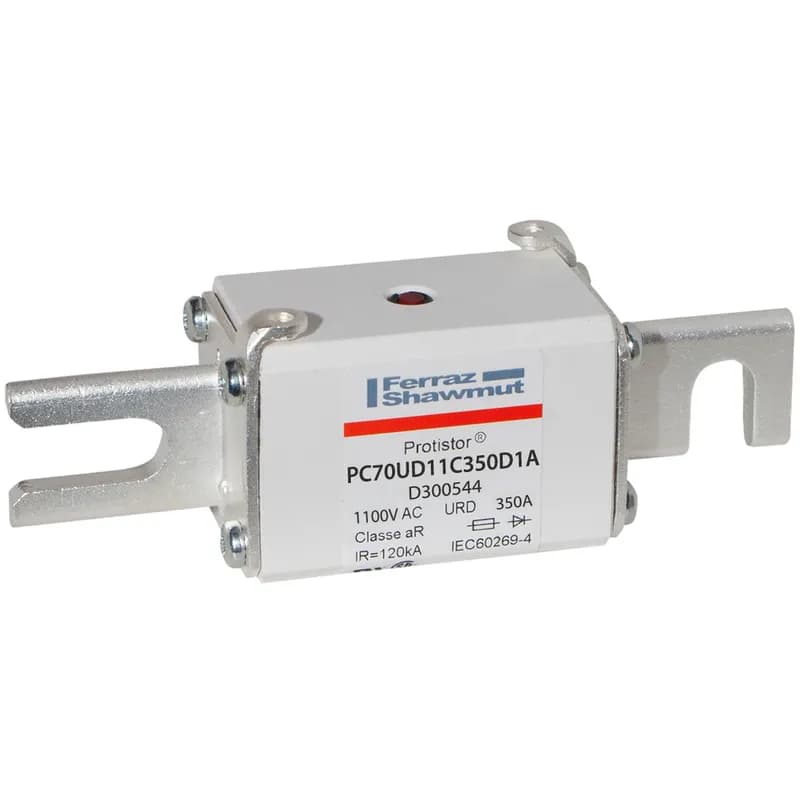 Square Body High-Speed Fuse Protistor® Size 70 aR 1100VAC IEC 1200VAC UL 350A With Striker DIN 110 Blades
