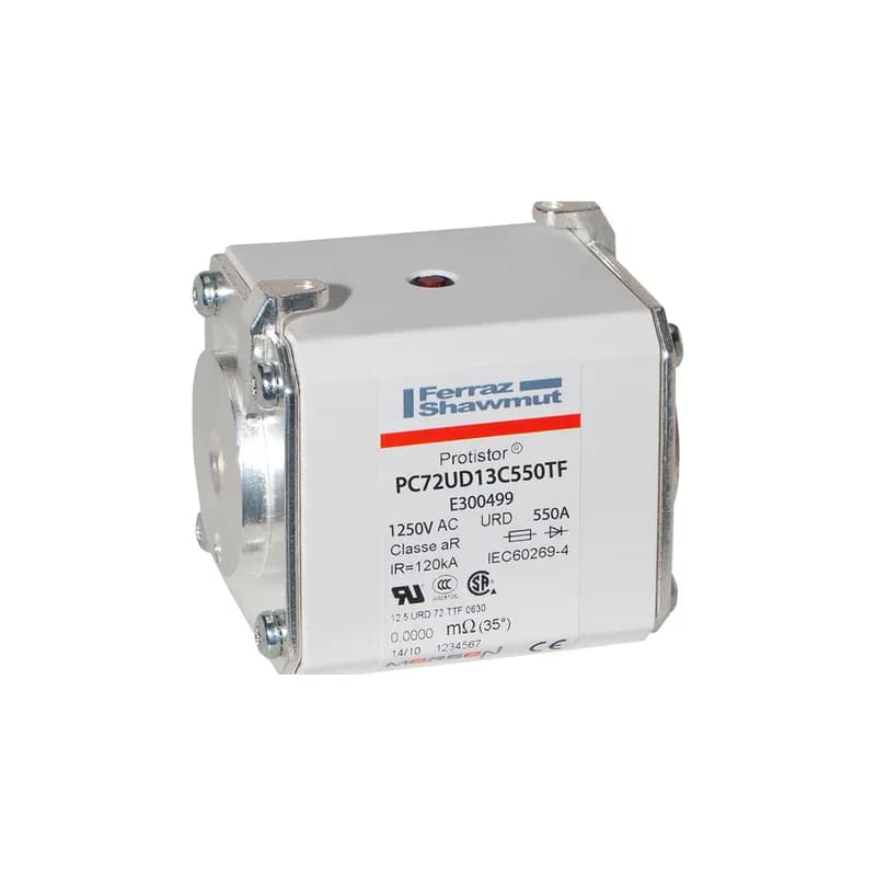 Square Body High-Speed Fuse Protistor® Size 72 aR 1250VAC IEC 1300VAC UL 550A With Striker Flush ends metric threads