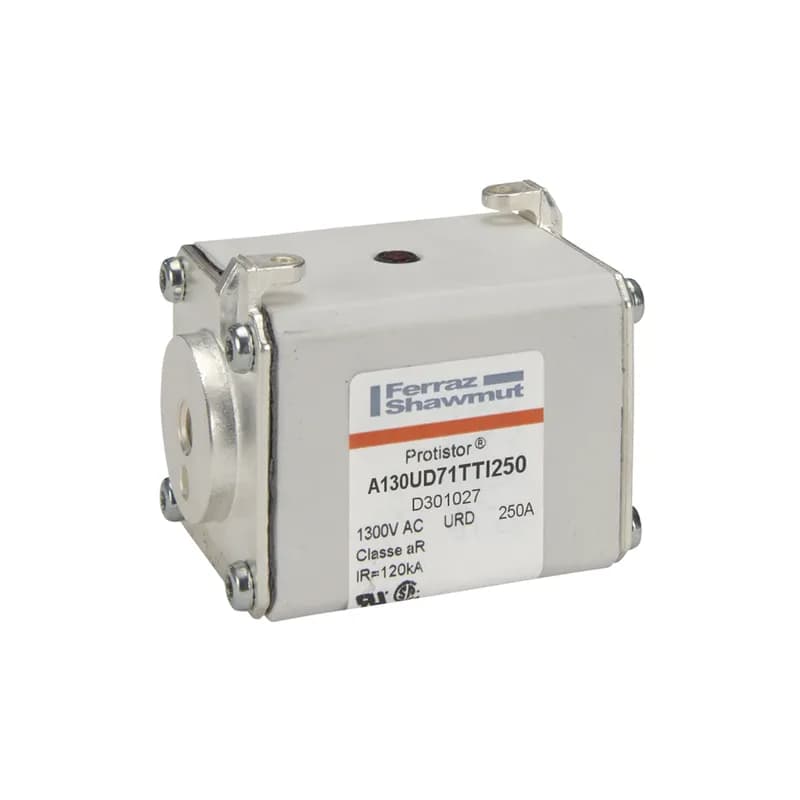 Mersen D301027 - Square Body High-Speed Fuse Protistor® Size 71 aR 1250VAC IEC 1300VAC UL 250A With Striker Flush ends UNC threads