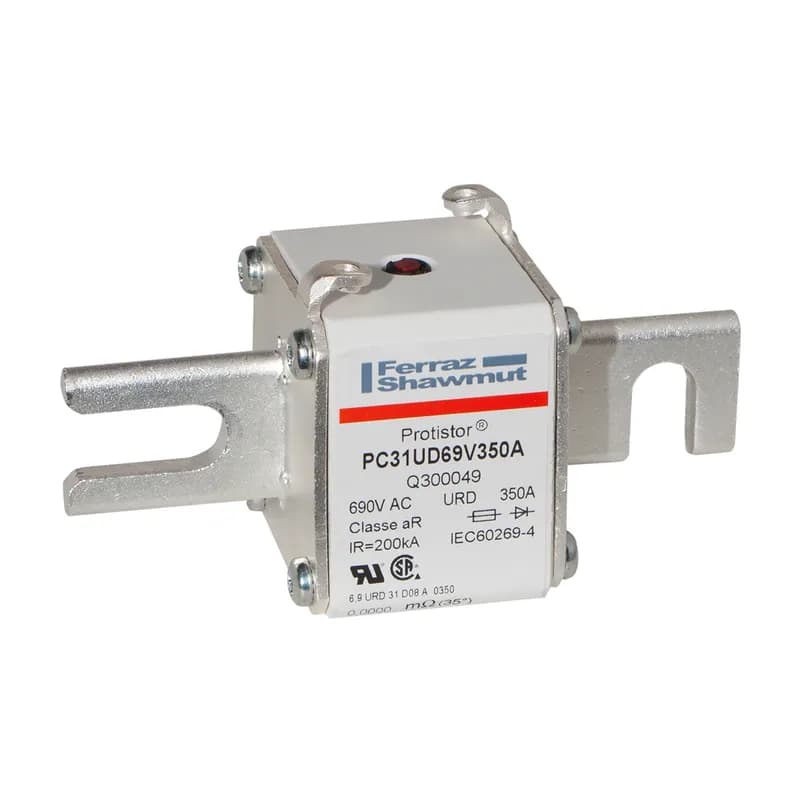 Mersen Q300049 - Square Body High-Speed Fuse Protistor® Size 31 aR 690VAC IEC 700VAC UL 350A With Striker DIN 80 Blades