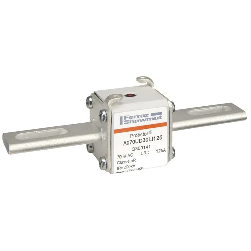 Square Body High-Speed Fuse Protistor® Size 30 aR 690VAC IEC 700VAC UL 125A With Striker Slotted Blades long
