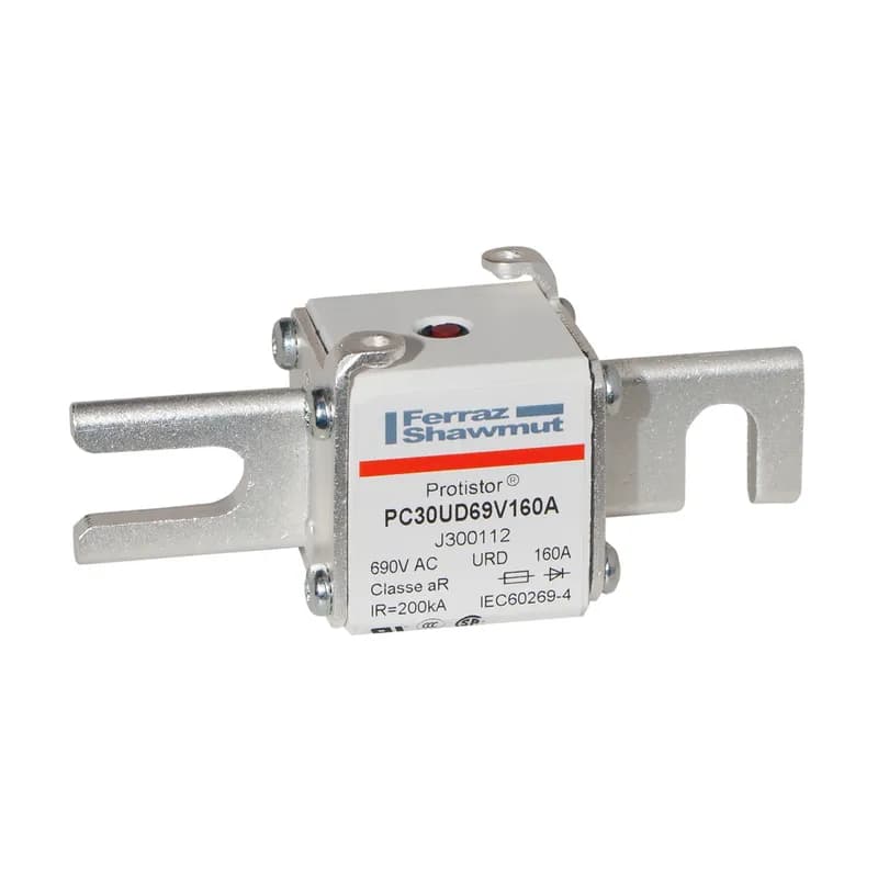 Mersen J300112 - Square Body High-Speed Fuse Protistor® Size 30 aR 690VAC IEC 700VAC UL 160A With Striker DIN 80 Blades