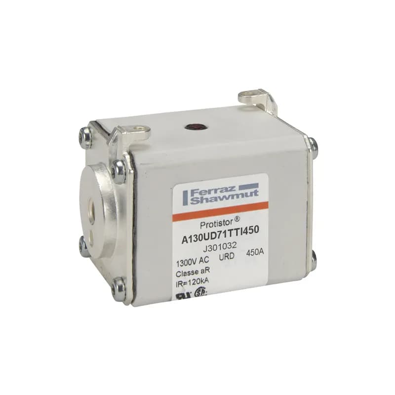 Square Body High-Speed Fuse Protistor® Size 71 aR 1250VAC IEC 1300VAC UL 450A With Striker Flush ends UNC threads