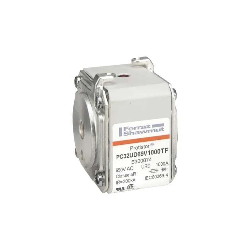 Mersen S300074 - Square Body High-Speed Fuse Protistor® Size 32 aR 690VAC IEC 700VAC UL 1000A With Striker Flush ends metric threads