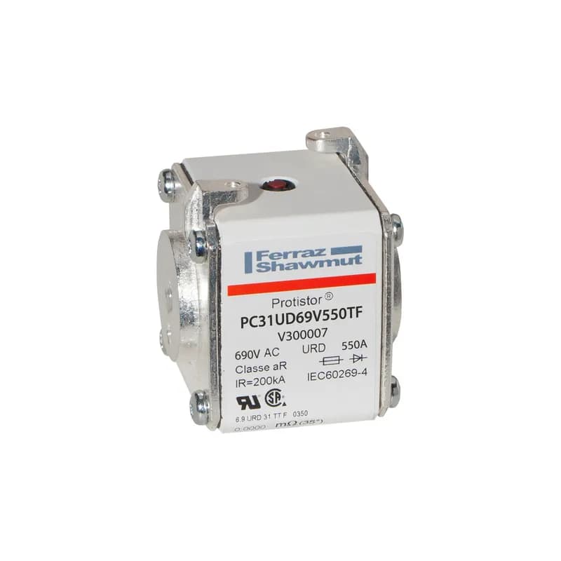Square Body High-Speed Fuse Protistor® Size 31 aR 690VAC IEC 700VAC UL 550A With Striker Flush ends metric threads