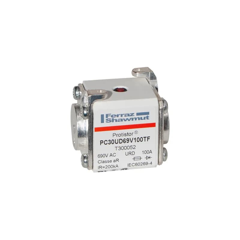 Square Body High-Speed Fuse Protistor® Size 30 aR 690VAC IEC 700VAC UL 100A With Striker Flush ends metric threads