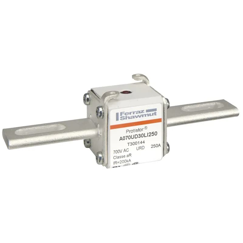 Mersen T300144 - Square Body High-Speed Fuse Protistor® Size 30 aR 690VAC IEC 700VAC UL 250A With Striker Slotted Blades long