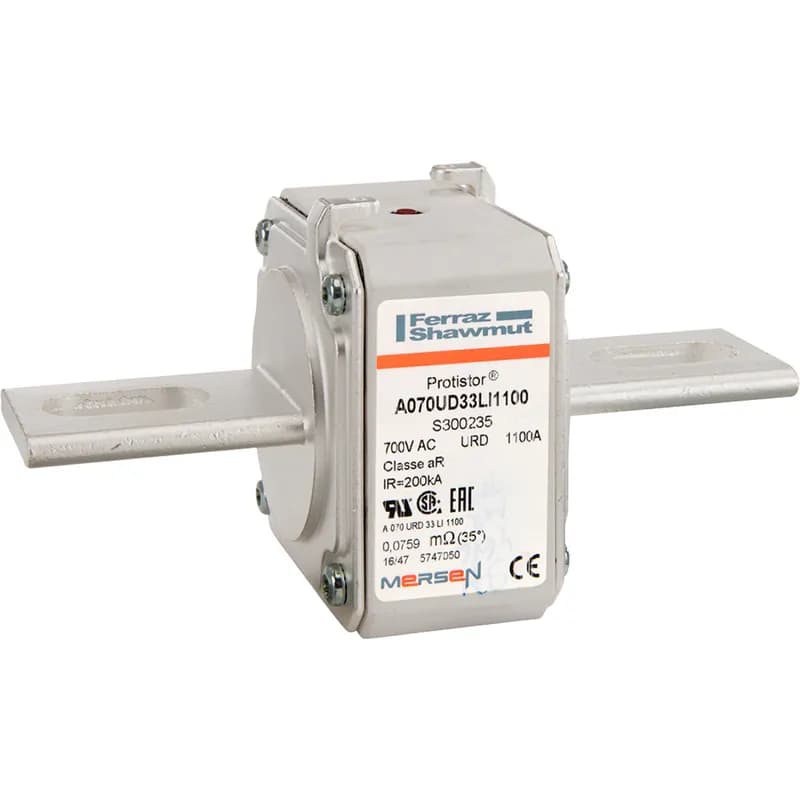 Mersen S300235 - Square Body High-Speed Fuse Protistor® Size 33 aR 690VAC IEC 700VAC UL 1100A With Striker Slotted Blades long
