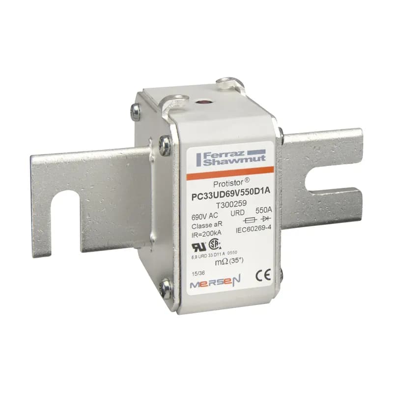 Square Body High-Speed Fuse Protistor® Size 33 aR 690VAC IEC 700VAC UL 550A With Striker DIN 110 Blades