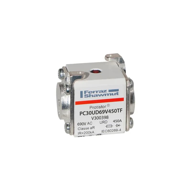 Square Body High-Speed Fuse Protistor® Size 30 aR 690VAC IEC 700VAC UL 450A With Striker Flush ends metric threads