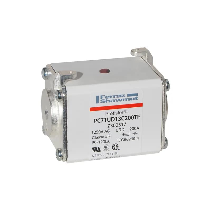 Square Body High-Speed Fuse Protistor® Size 71 aR 1250VAC IEC 1300VAC UL 200A With Striker Flush ends metric threads