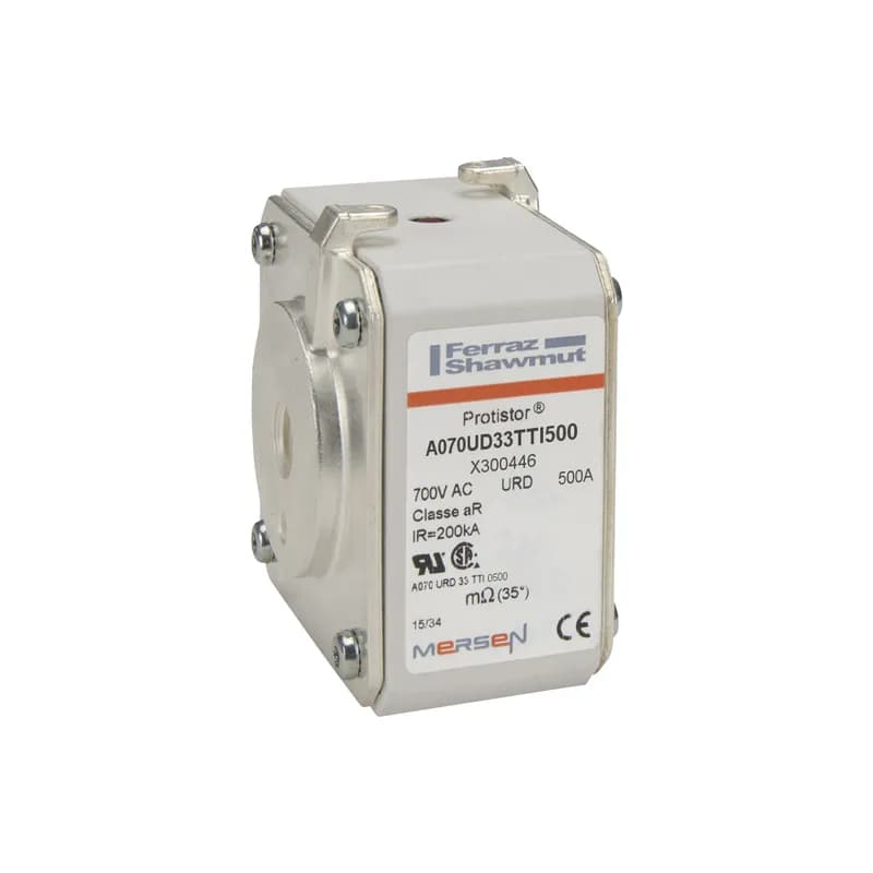 Square Body High-Speed Fuse Protistor® Size 33 aR 690VAC IEC 700VAC UL 500A With Striker Flush ends UNC threads