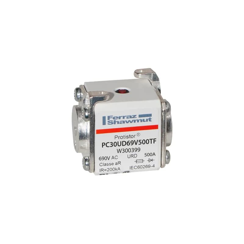 Square Body High-Speed Fuse Protistor® Size 30 aR 690VAC IEC 700VAC UL 500A With Striker Flush ends metric threads