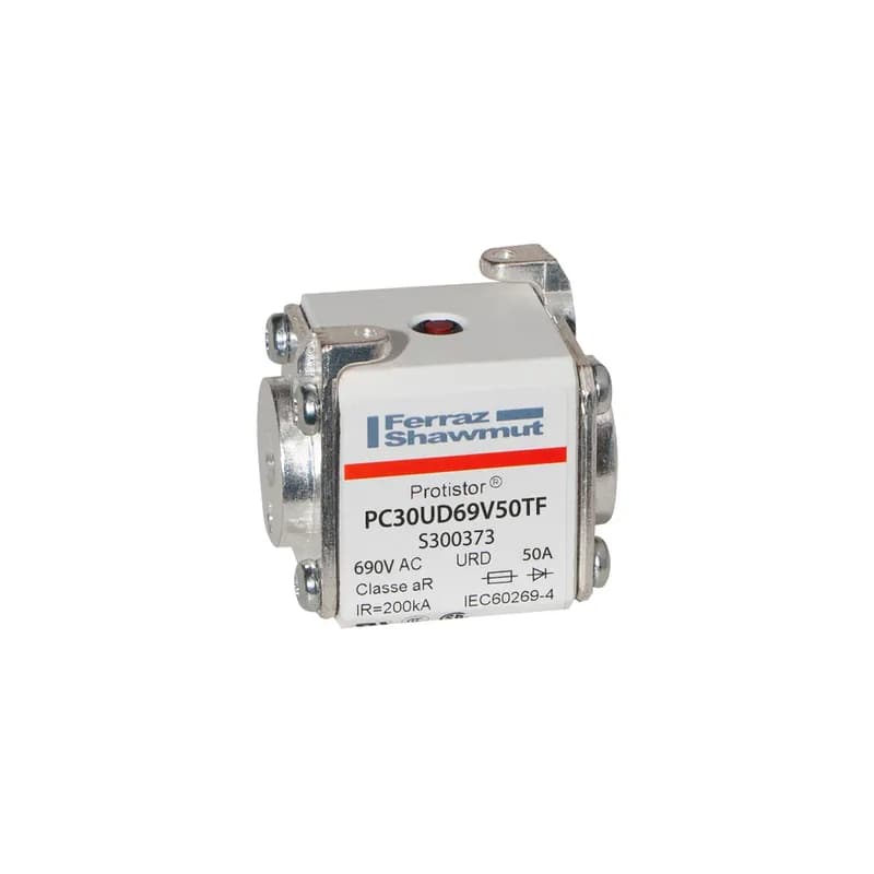 Mersen S300373 - Square Body High-Speed Fuse Protistor® Size 30 aR 690VAC IEC 700VAC UL 50A With Striker Flush ends metric threads