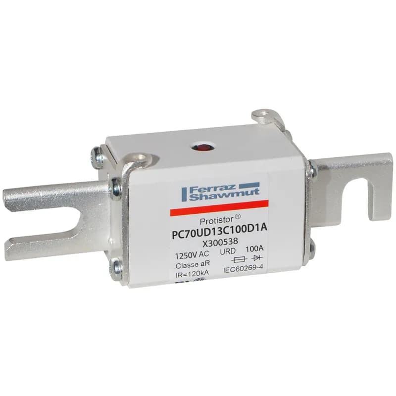 Square Body High-Speed Fuse Protistor® Size 70 aR 1250VAC IEC 1300VAC UL 100A With Striker DIN 110 Blades