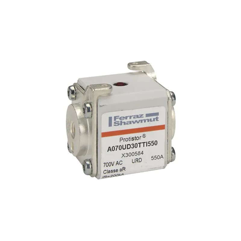 Square Body High-Speed Fuse Protistor® Size 30 aR 690VAC IEC 700VAC UL 550A With Striker Flush ends UNC threads