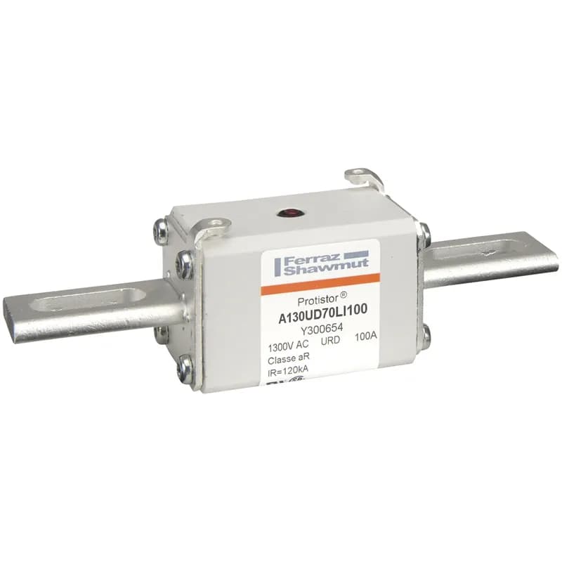 Square Body High-Speed Fuse Protistor® Size 70 aR 1250VAC IEC 1300VAC UL 100A With Striker Slotted Blades long
