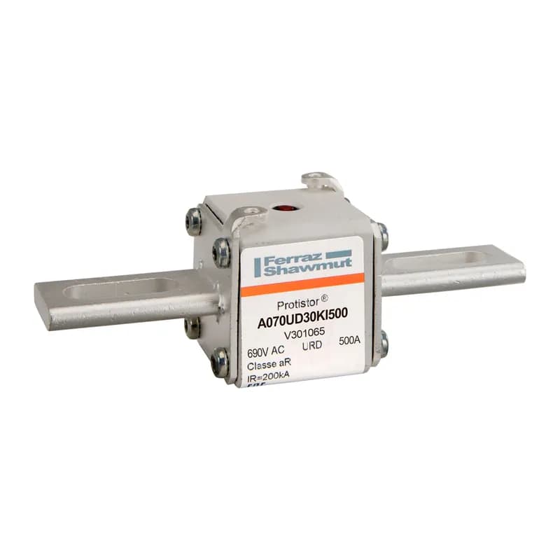 Square Body High-Speed Fuse Protistor® Size 30 aR 690VAC IEC 700VAC UL 500A With Striker Slotted Blades short