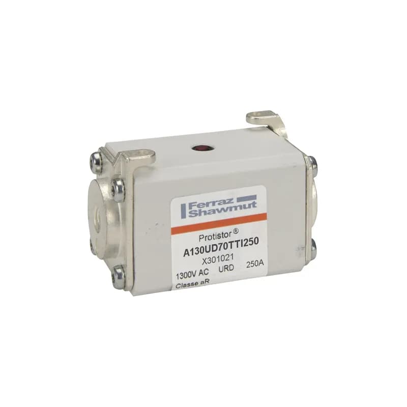 Square Body High-Speed Fuse Protistor® Size 70 aR 1250VAC IEC 1300VAC UL 250A With Striker Flush ends UNC threads