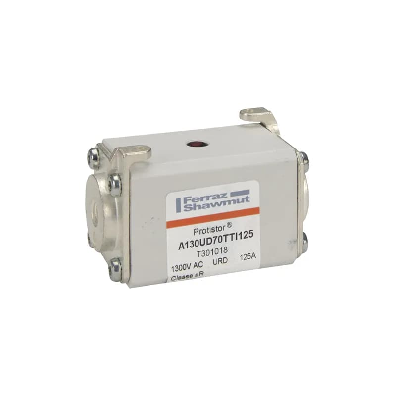 Square Body High-Speed Fuse Protistor® Size 70 aR 1250VAC IEC 1300VAC UL 125A With Striker Flush ends UNC threads