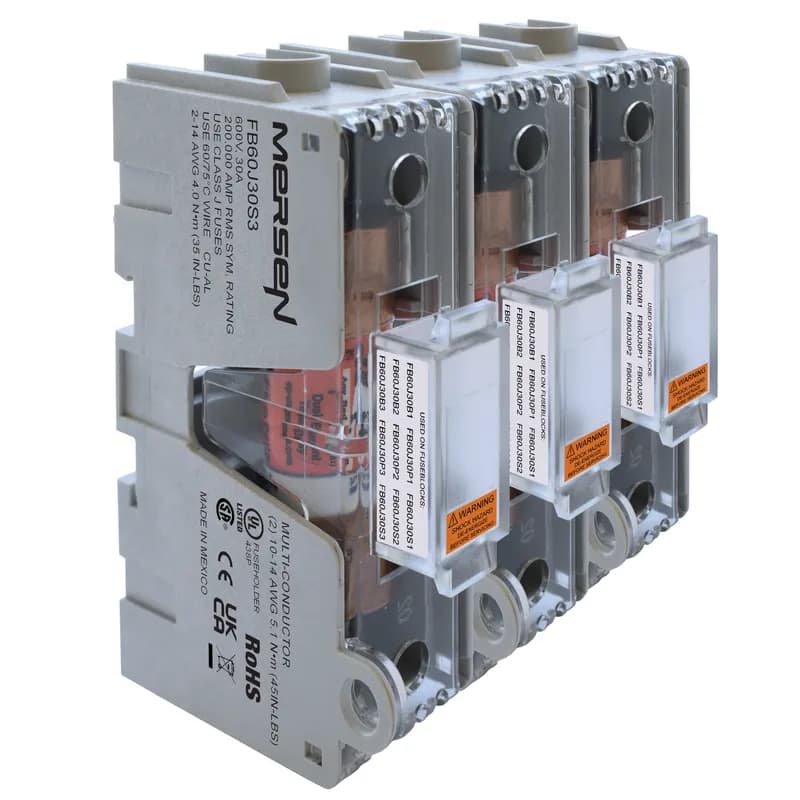 Fuse Block 600VAC 600VDC Class J 30A 3-Pole Screw