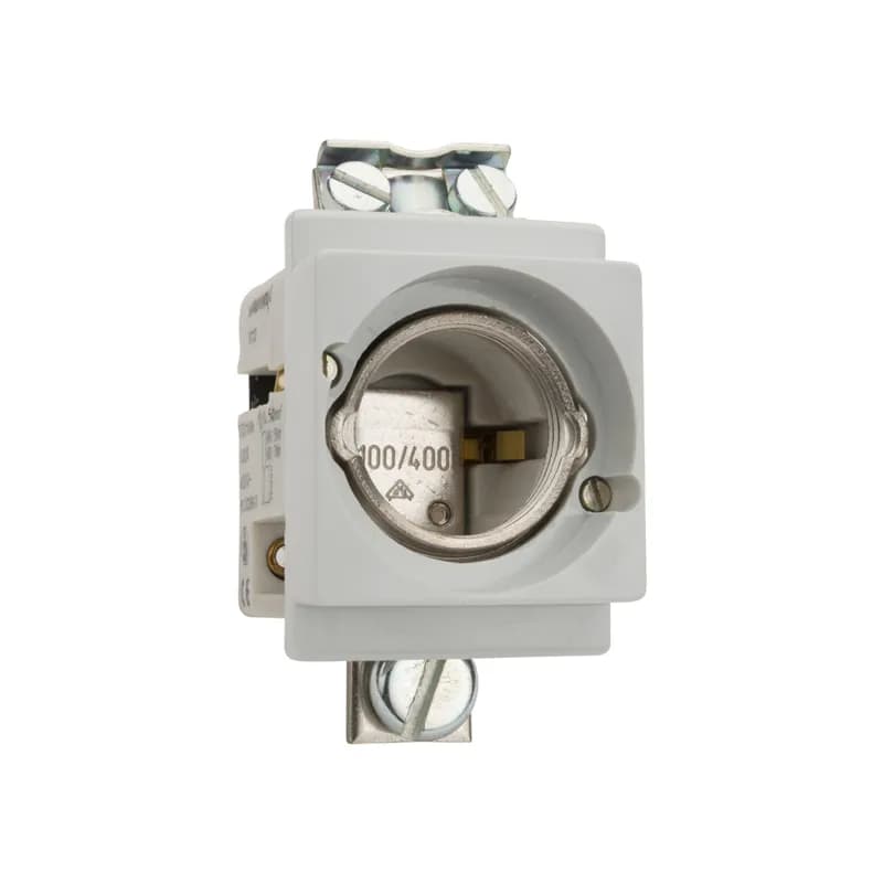 DIN Fuse base Neozed Size D03 400VAC 100A 1-Pole with touch prot. DIN Rail mounting Clamp Strap / Screw