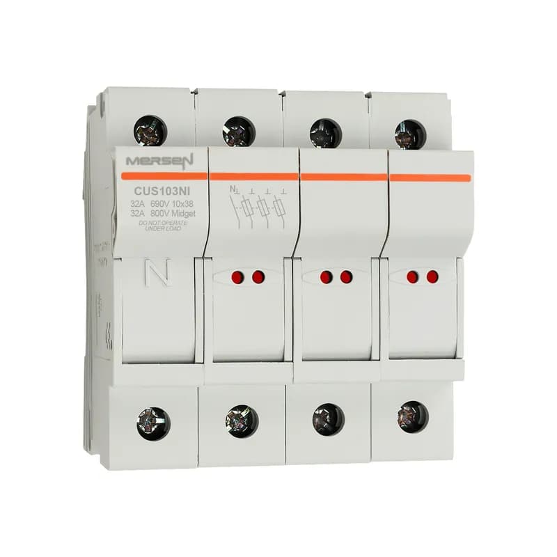 Mersen Y1062713 - Fuse Holder IEC+UL/CSA Modulostar® Size 10x38 800VAC UL 1000VDC UL 3-Pole+N With Visual Indicator IP20 DIN Rail mounting