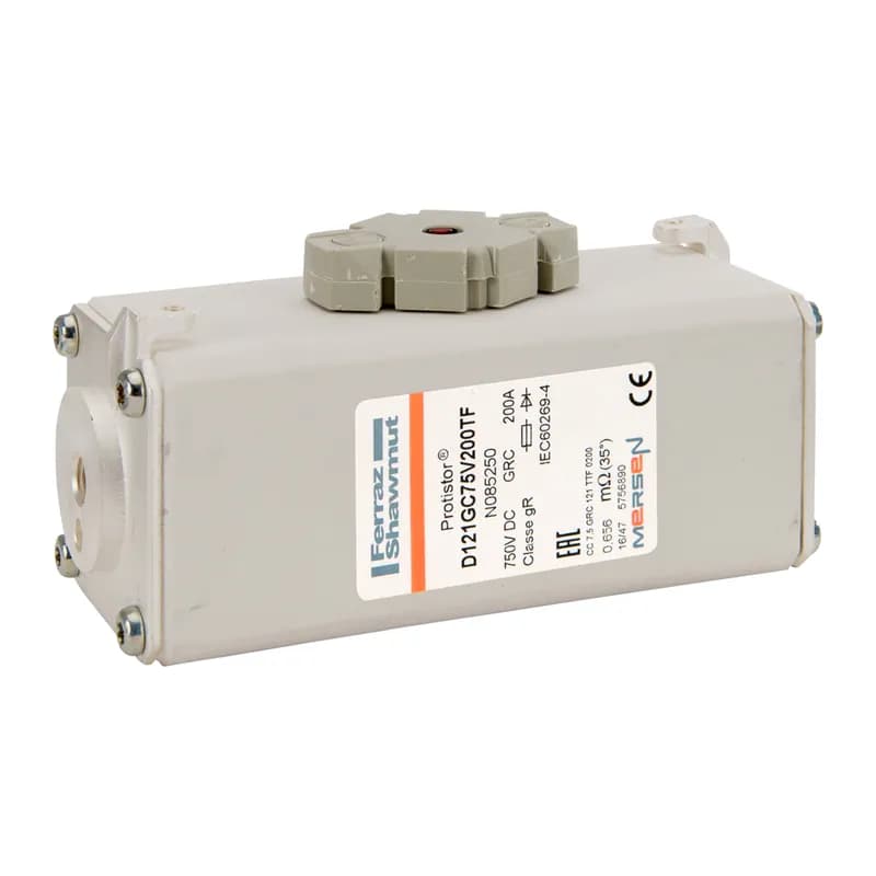 Mersen N085250 - Square Body High-Speed Fuse Protistor® Size 121 gR 750VDC IEC 200A With Striker Flush ends metric threads