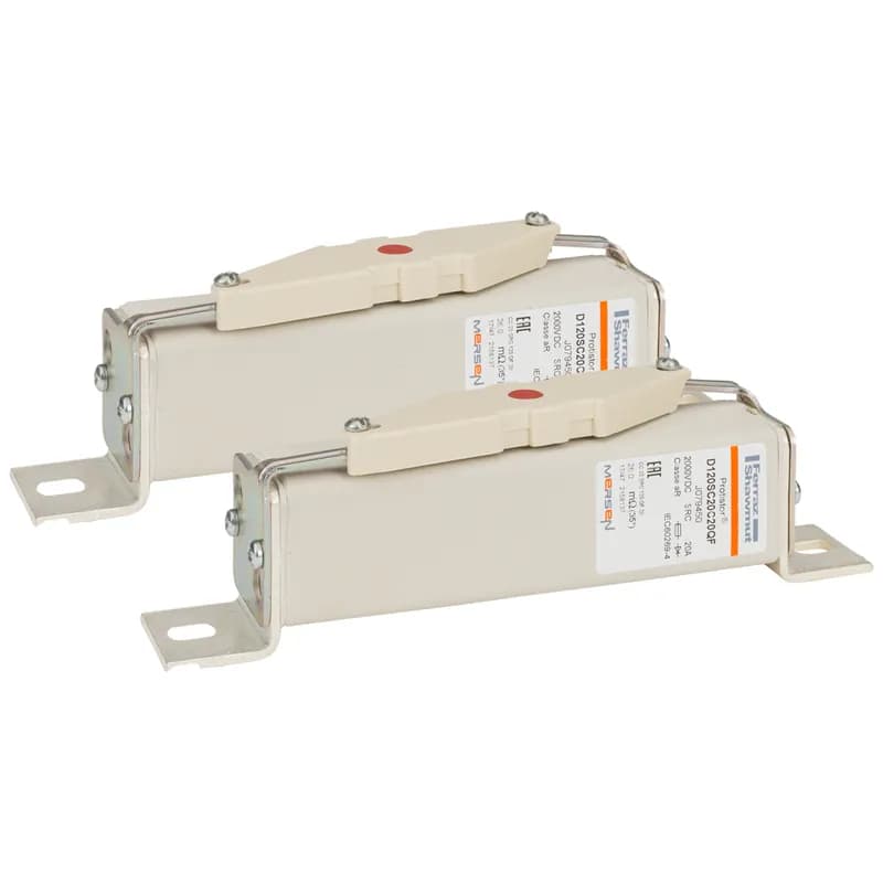 Mersen K079451 - Square Body High-Speed Fuse Protistor® Size 120 aR 2000VDC IEC 25A With Striker L Brackets