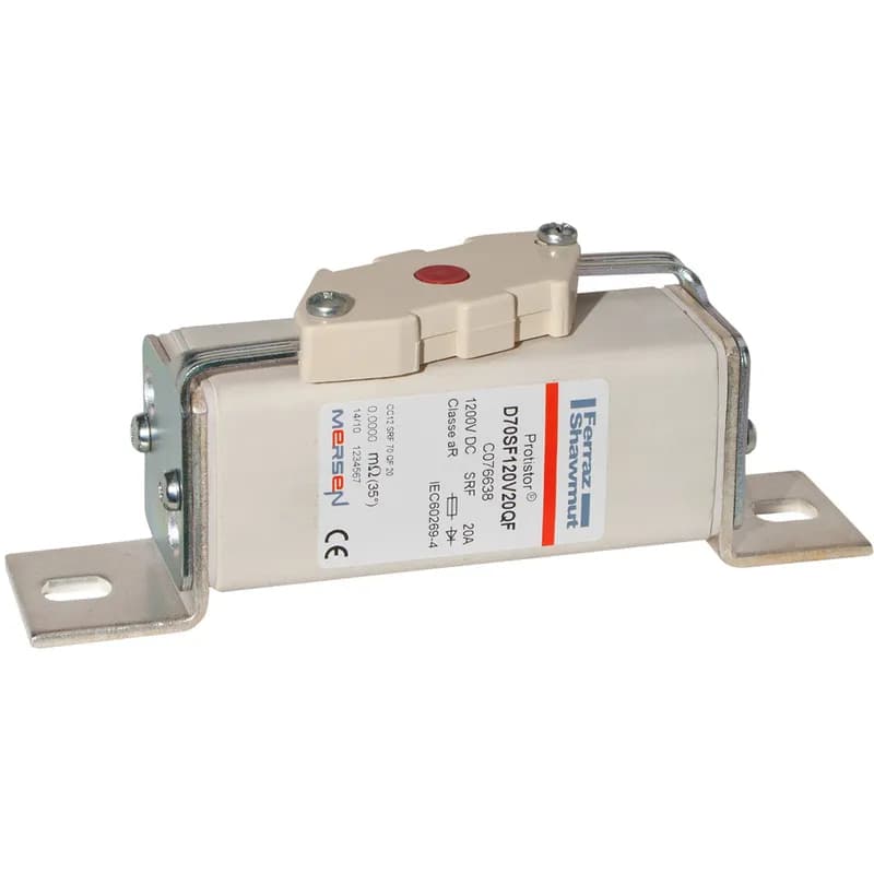Square Body High-Speed Fuse Protistor® Size 70 aR 1200VDC IEC 20A With Striker L Brackets