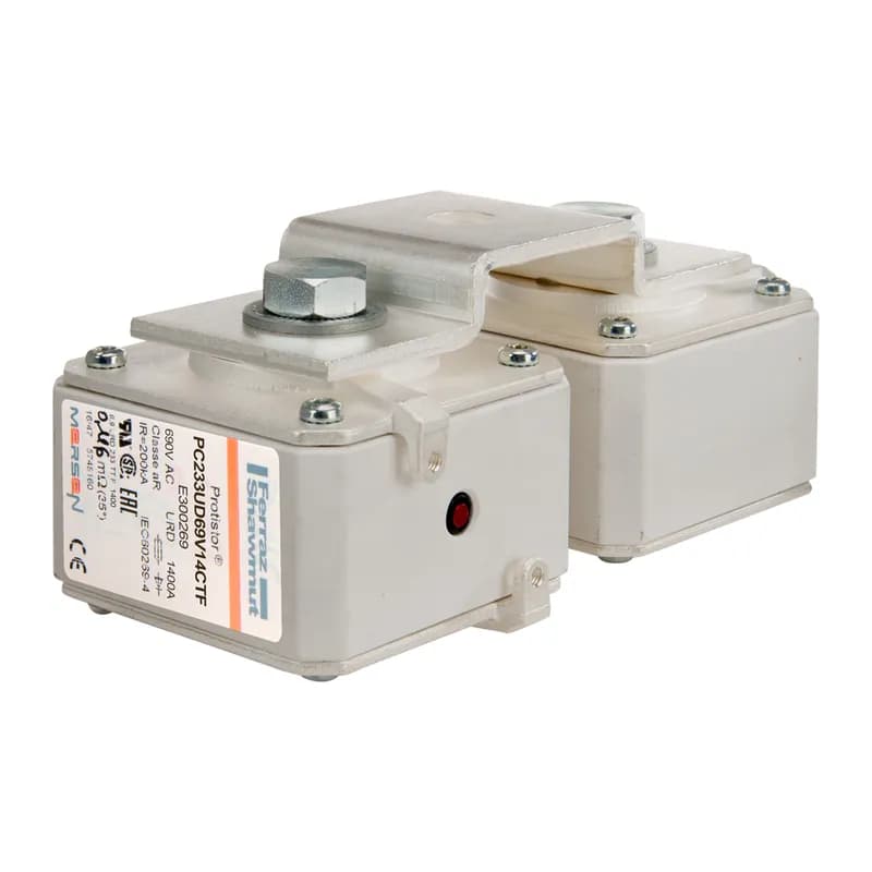 Square Body High-Speed Fuse Protistor® Size 2x33 aR 690VAC IEC 700VAC UL 1400A With Striker Flush ends metric threads With Omega connection