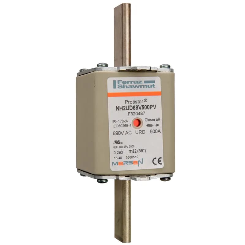 Square Body High-Speed Fuse Protistor® NH Size 2 aR 690VAC IEC 700VAC UL 500A With Double indicator Plain Blades