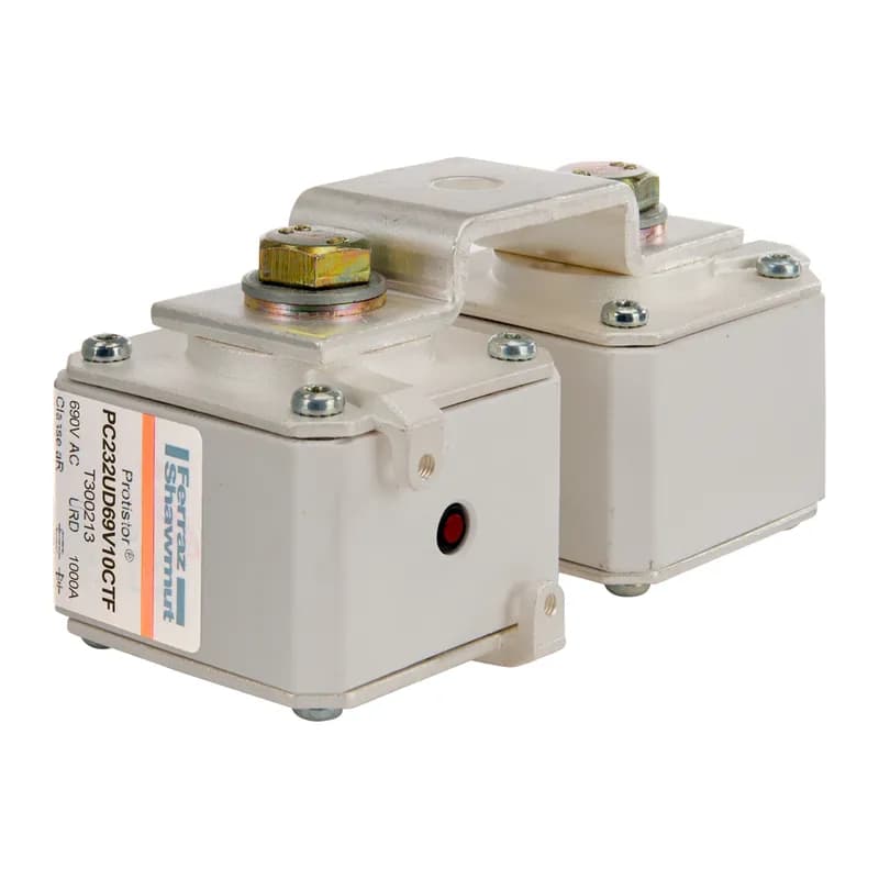 Mersen T300213 - Square Body High-Speed Fuse Protistor® Size 2x32 aR 690VAC IEC 700VAC UL 1000A With Striker Flush ends metric threads With Omega connection