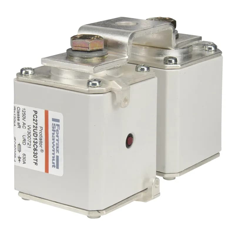 Square Body High-Speed Fuse Protistor® Size 2x72 aR 1250VAC IEC 630A With Striker Flush ends metric threads With Omega connection