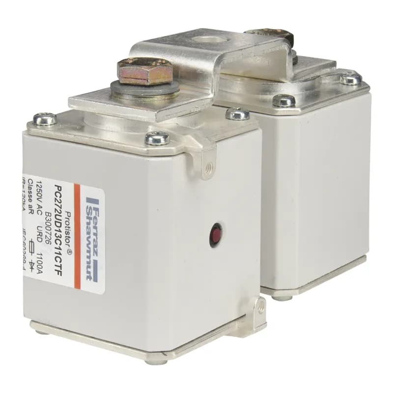 Square Body High-Speed Fuse Protistor® Size 2x72 aR 1250VAC IEC 1100A With Striker Flush ends metric threads With Omega connection