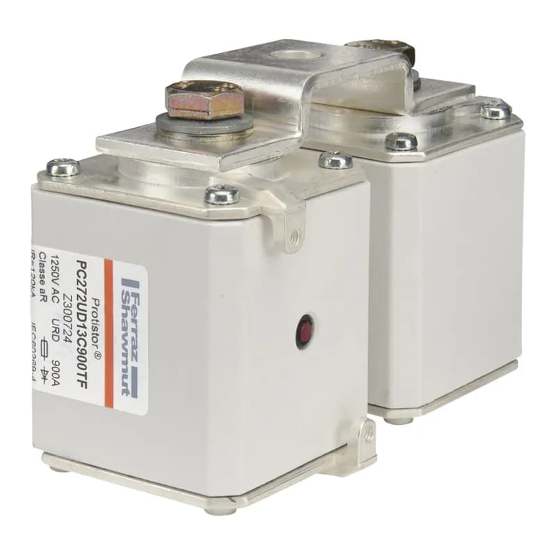 Square Body High-Speed Fuse Protistor® Size 2x72 aR 1250VAC IEC 900A With Striker Flush ends metric threads With Omega connection